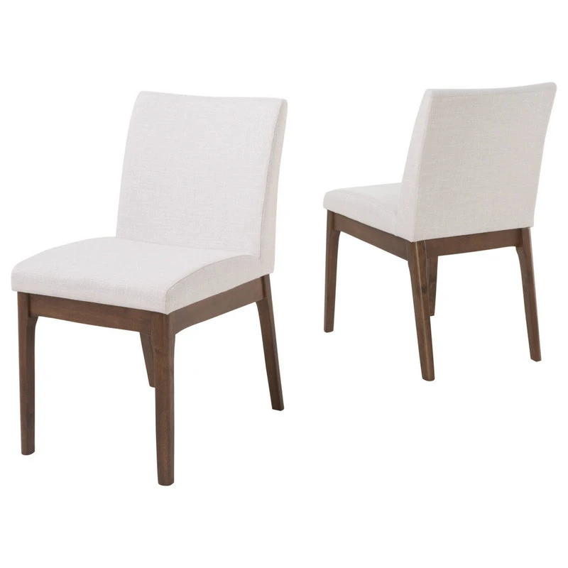 GDFStudio Oceanna Mid Century Modern Dining Chairs, Set Of 2, Light Beige/Walnut, Fabric 2 GDFStudio Oceanna Mid Century Modern Dining Chairs, Set Of 2, Light Beige/Walnut, Fabric