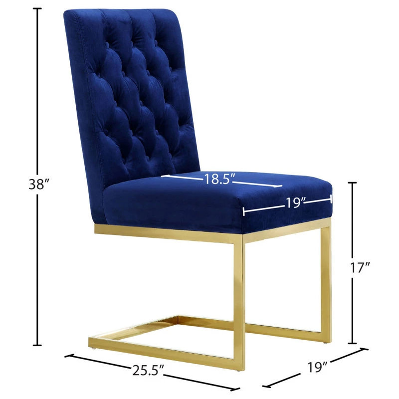 Meridian Furniture Cameron Velvet Dining Chair, Set Of 2, Navy 9 Meridian Furniture Cameron Velvet Dining Chair, Set Of 2, Navy - Image 7