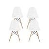CozyBlock White DSW Midcentury Dining Shell Chairs, Beech Wood Eiffel Legs, Set Of 4