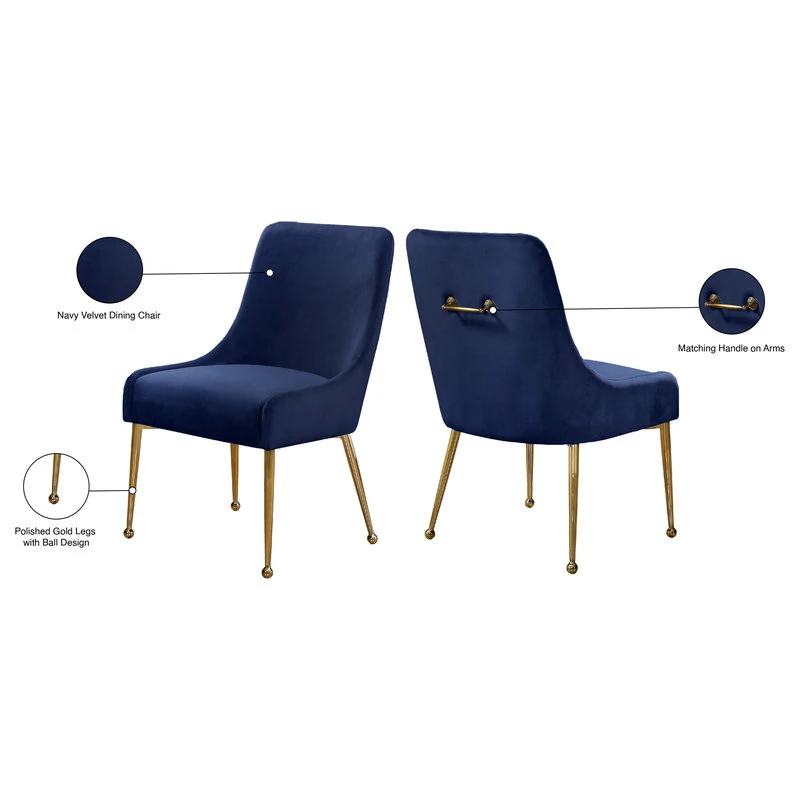 MOD The Cue Dining Chair, Navy And Gold, Velvet, Set Of 2 7 MOD The Cue Dining Chair, Navy And Gold, Velvet, Set Of 2 - Image 5