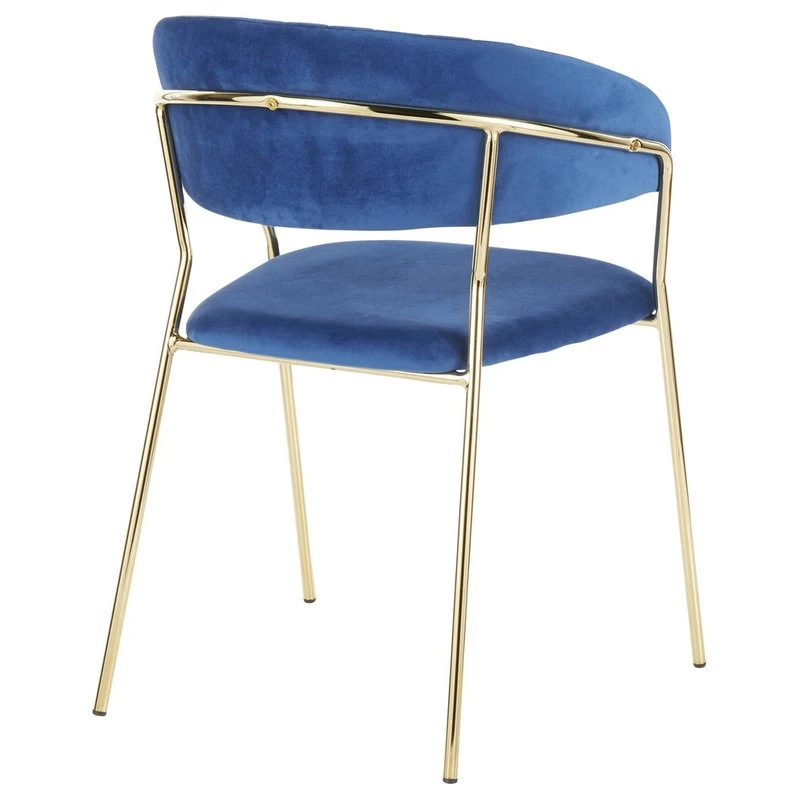 Lumisource Tania Contemporary-Glam Chair In Gold Metal With Blue Velvet, Set Of 2 6 Lumisource Tania Contemporary-Glam Chair In Gold Metal With Blue Velvet, Set Of 2 - Image 4