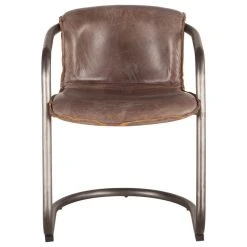 World Interiors Chiavari Distressed Jet Brown Leather Dining Chairs, Set Of 2