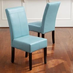 GDFStudio GDF Studio Emilia T-stitch Bonded Leather Dining Chair, Set Of 2, Teal, Faux Lea -abbyson shop b871daa20f907c30 2911 w800 h800 b0 p0