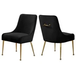 MOD The Cue Dining Chair, Black And Gold, Velvet, Set Of 2