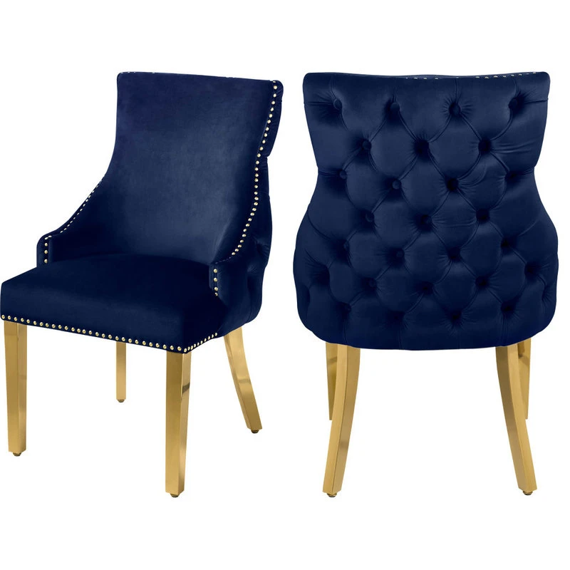 MOD The Sovereign Dining Chair, Navy, Velvet, Set Of 2 3 MOD The Sovereign Dining Chair, Navy, Velvet, Set Of 2