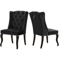 MOD The Florence Dining Chair, Black, Velvet, Set Of 2