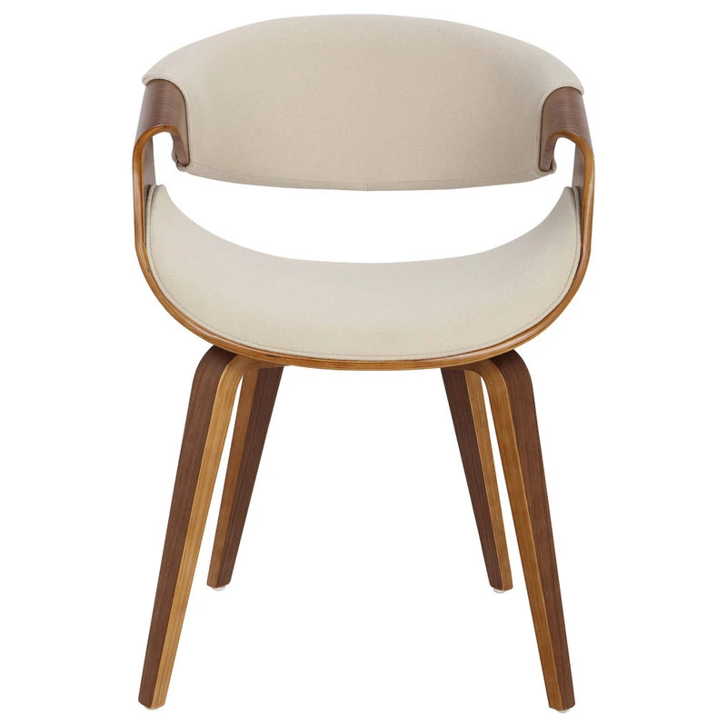 Lumisource Curvo Dining Chair With Walnut Wood And Cream Fabric CH-CRVNL WL+CR 4 Lumisource Curvo Dining Chair With Walnut Wood And Cream Fabric CH-CRVNL WL+CR - Image 2