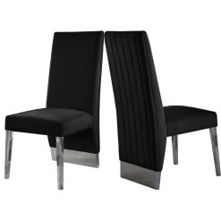 MOD The Cairo Dining Chair, Black And Chrome, Velvet, Set Of 2