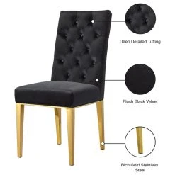 Meridian Furniture Capri Velvet Dining Chair, Set Of 2, Black -abbyson shop c0c18e22027414ba 4930 w800 h800 b1 p0