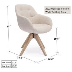 KINWELL Swivel Desk Chair No Wheels Upholstered Dining Chair Armchair, Beige -abbyson shop c1311d910369edcd 1751 w800 h800 b1 p0