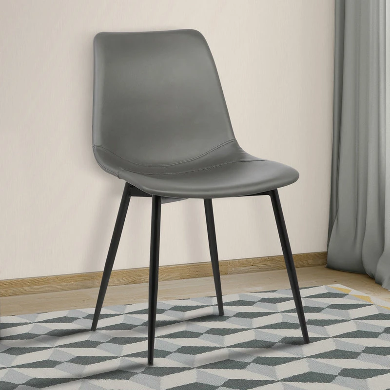 Armen Living Monte Contemporary Dining Chair With Black Powder Coated Metal Legs, Gray 5 Armen Living Monte Contemporary Dining Chair With Black Powder Coated Metal Legs, Gray - Image 3
