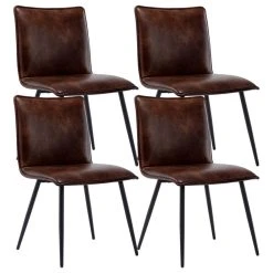 Duhome Elegant Lifestyle Set Of 4 Minimalist Faux Leather Side Chairs For Dining Room, Dark Brown