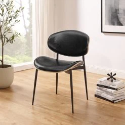 Art Leon Mid-Century Modern Bentwood Faux Leather Dining Chair, Set Of 2, Black -abbyson shop c95140b603d8d80f 6169 w800 h800 b0 p0