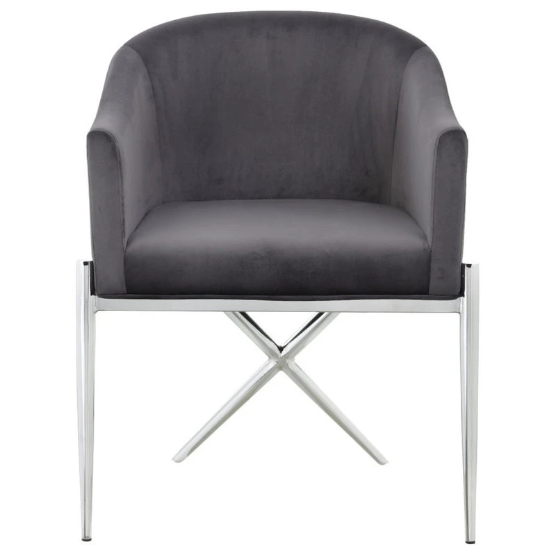 MOD The Parker Dining Chair, Velvet, Gray, Chrome Legs 5 MOD The Parker Dining Chair, Velvet, Gray, Chrome Legs - Image 3