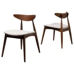 GDFStudio GDF Studio Issaic Mid Century Design Wood Dining Chairs, Set Of 2, Light Gray/Wa