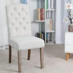 BTexpert French High Back Tufted Upholstered Dining Chair, Set Of 2 Ivory Beige -abbyson shop cfc1a28a0c799d84 6000 w800 h800 b0 p0
