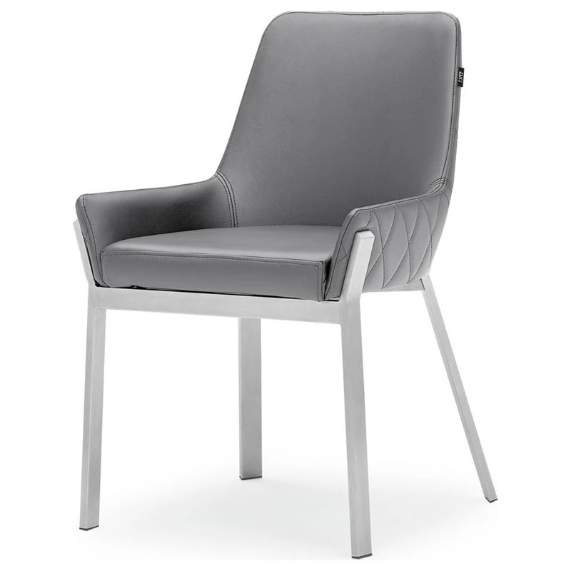 Zuri Furniture Sydney Leatherette Dining Chair With Brushed Stainless Steel Legs, Gray 3 Zuri Furniture Sydney Leatherette Dining Chair With Brushed Stainless Steel Legs, Gray