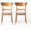 GDFStudio GDF Studio Helen Mid Century Dining Chair, Set Of 2, Light Beige/Natural Oak