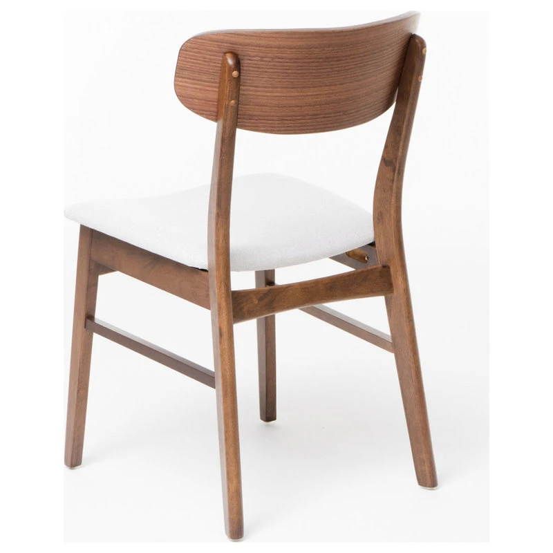 GDFStudio GDF Studio Augusta Light Beige Fabric And Walnut Finish Dining Chairs, Set Of 2 6 GDFStudio GDF Studio Augusta Light Beige Fabric And Walnut Finish Dining Chairs, Set Of 2 - Image 4