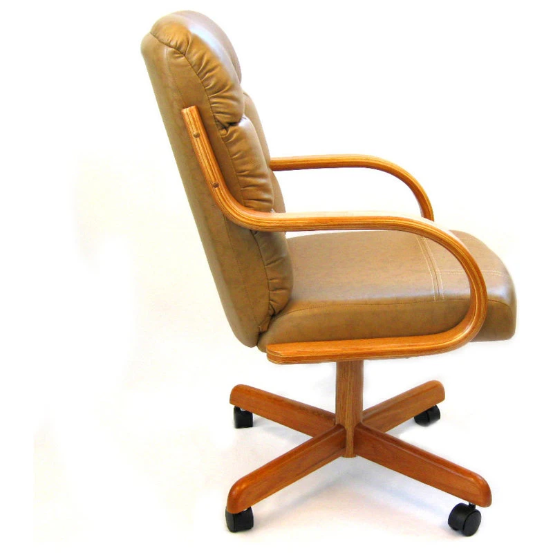 Caster Chair Company Casual Rolling Caster Dining Chair With Swivel Tilt In Oak Wood, Set Of 2, Buff 4 Caster Chair Company Casual Rolling Caster Dining Chair With Swivel Tilt In Oak Wood, Set Of 2, Buff - Image 2