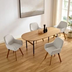 Art Leon Modern Swivel Linen Upholstered Dining Arm Chair, Set Of 2, Off White -abbyson shop d441137303a2bdc4 0321 w800 h800 b0 p0