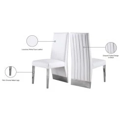 Meridian Furniture Porsha Dining Chair, Set Of 2, White Faux Leather, Chrome Legs -abbyson shop d531f068027414b3 3371 w800 h800 b1 p0