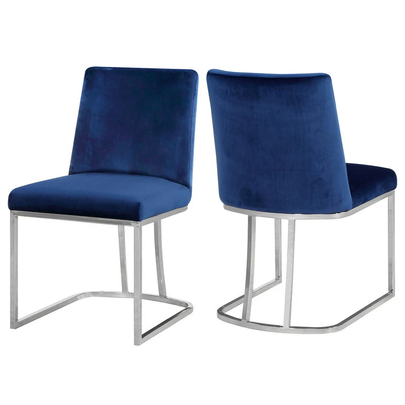 MOD The Josephine Velvet Dining Chair, Navy And Silver, Set Of 2 3 MOD The Josephine Velvet Dining Chair, Navy And Silver, Set Of 2