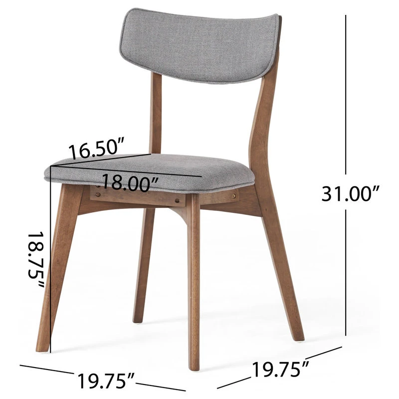 GDFStudio GDF Studio Caleb Mid-Century Walnut Finished Frame Dining Chairs, Set Of 2, Dark Gray 5 GDFStudio GDF Studio Caleb Mid-Century Walnut Finished Frame Dining Chairs, Set Of 2, Dark Gray - Image 3