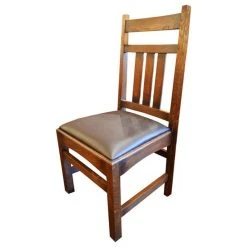 Crafters And Weavers Mission Oak & Leather Dining Chair Set Of 2