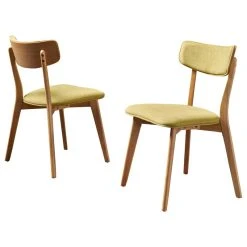 GDFStudio Crystal Mid-Century Modern Fabric Upholstered Dining Chairs, Set Of 2, Green Tea