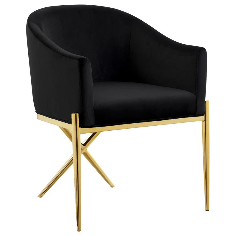 MOD The Parker Dining Chair, Velvet, Black, Gold Legs 3 MOD The Parker Dining Chair, Velvet, Black, Gold Legs