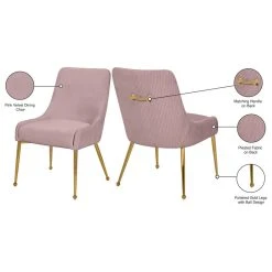 MOD The Cue Dining Chair, Pink And Gold, Pleated Velvet, Set Of 2 -abbyson shop db818c720274146a 0556 w800 h800 b1 p0