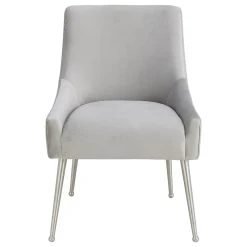 TOV Furniture Beatrix Pleated Light Grey Velvet Side Chair - Silver Legs - Light Grey -abbyson shop dcf10b260ddd2b48 3884 w800 h800 b1 p0