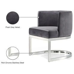 Meridian Furniture Gianna Velvet Dining Chair, Gray, Chrome Base -abbyson shop dd313a630274130c 3318 w800 h800 b1 p0