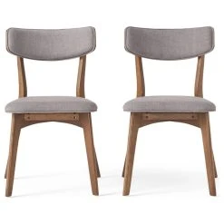 GDFStudio GDF Studio Caleb Mid-Century Walnut Finished Frame Dining Chairs, Set Of 2, Dark Gray