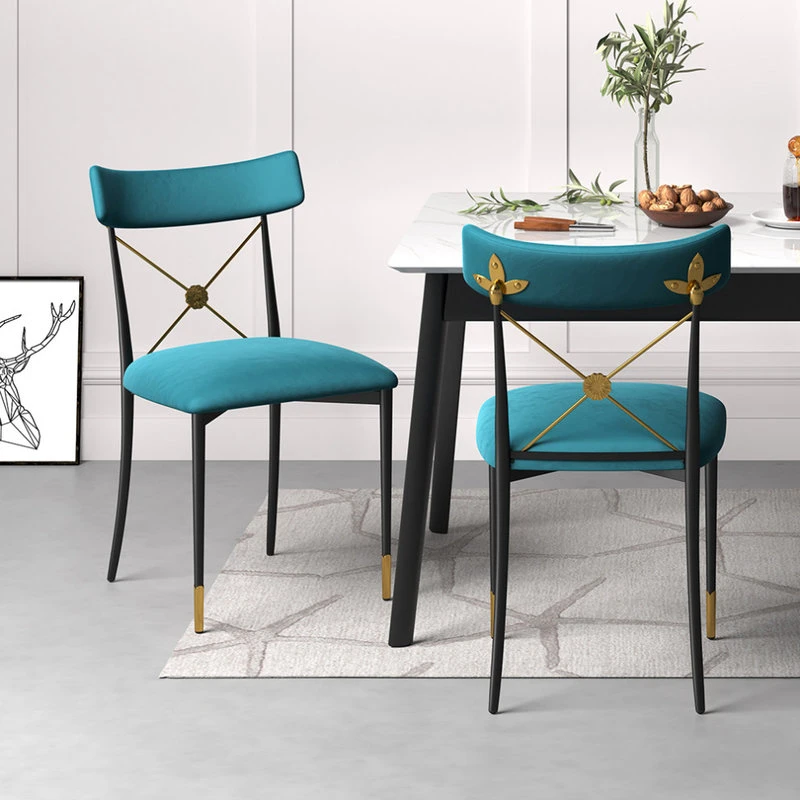 HOMARY Blue Empire Style Upholstered Cross Back Green Side Chair Dining Chair 9 HOMARY Blue Empire Style Upholstered Cross Back Green Side Chair Dining Chair - Image 7