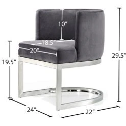 Meridian Furniture Gianna Velvet Dining Chair, Gray, Chrome Base -abbyson shop df915ca10274136b 3318 w800 h800 b1 p0