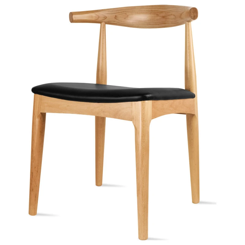 Homedotdot Set Of 2 Elbow Farmhouse Wooden Dining Chairs With PU Leather Seat, Natural 8 Homedotdot Set Of 2 Elbow Farmhouse Wooden Dining Chairs With PU Leather Seat, Natural - Image 6