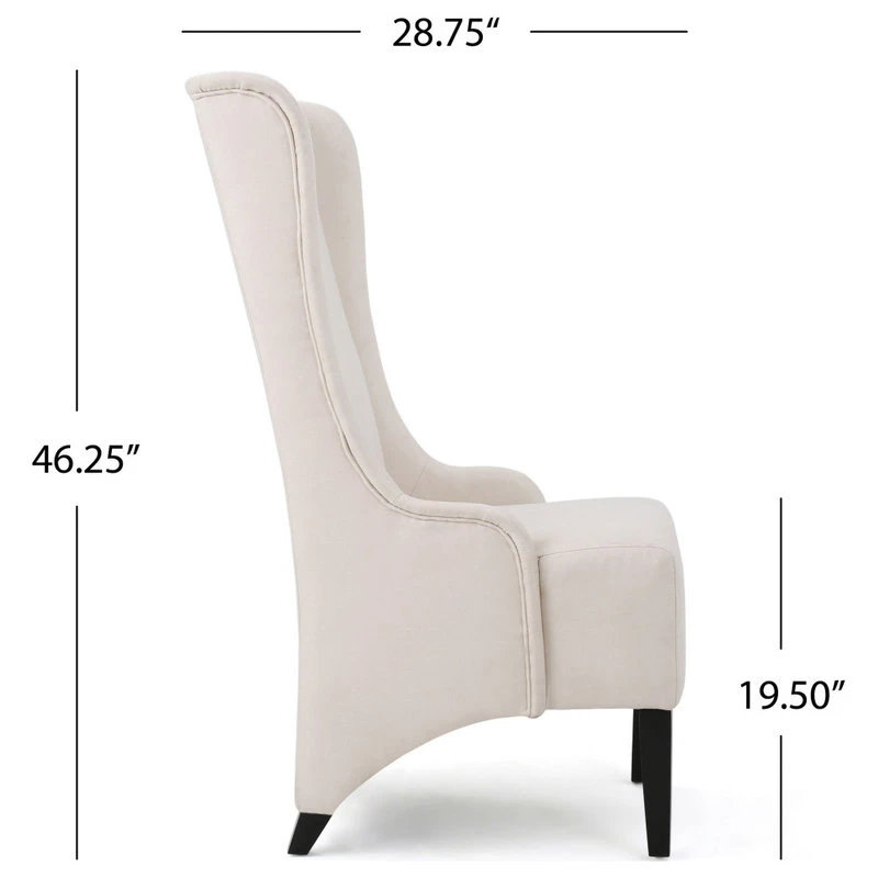 GDFStudio GDF Studio Sheldon Traditional Design High Back Fabric Dining Chair, Beige 5 GDFStudio GDF Studio Sheldon Traditional Design High Back Fabric Dining Chair, Beige - Image 3