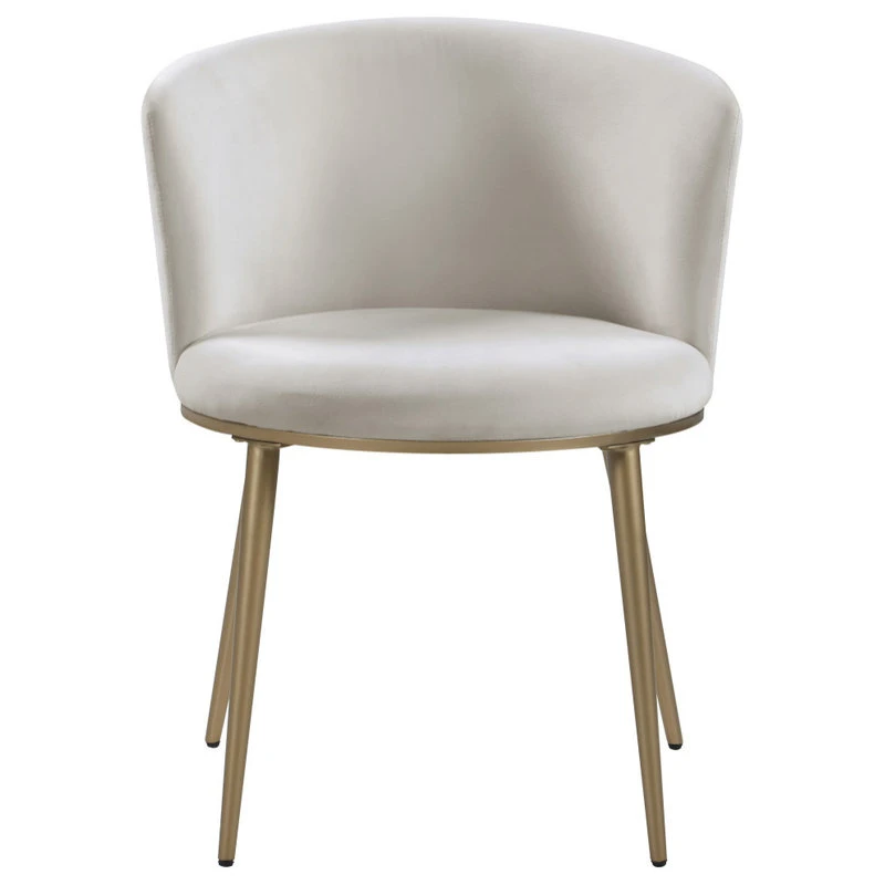 Meridian Furniture Skylar Dining Chair, Set Of 2, Cream Velvet, Brushed Gold Iron Legs 6 Meridian Furniture Skylar Dining Chair, Set Of 2, Cream Velvet, Brushed Gold Iron Legs - Image 4