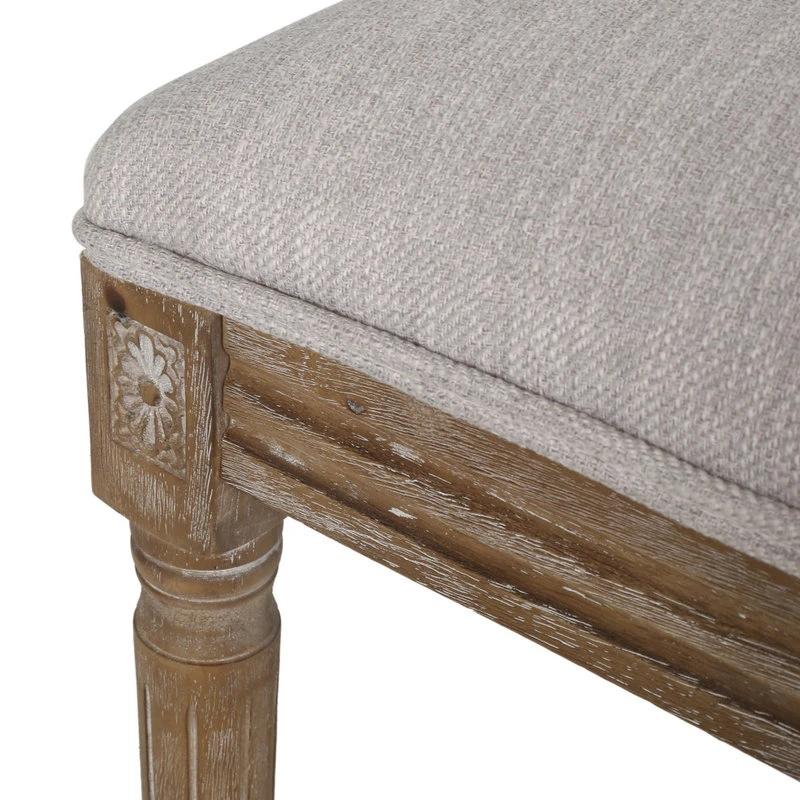 GDFStudio Amy French Country Wood Upholstered Dining Chair, Set Of 2, Light Gray/Natural 9 GDFStudio Amy French Country Wood Upholstered Dining Chair, Set Of 2, Light Gray/Natural - Image 7