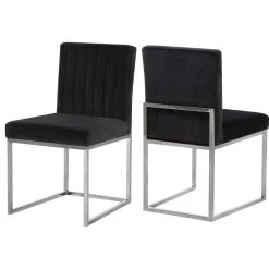 MOD The Dice Dining Chair, Black, Velvet, Chrome Base, Set Of 2