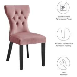 Modway Silhouette Performance Velvet Dining Chairs, Set Of 2, Dusty Rose -abbyson shop e471ddd5035bf925 7968 w800 h800 b1 p0