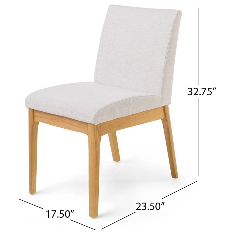 GDFStudio Oceanna Mid Century Modern Dining Chairs, Set Of 2, Light Beige/Oak, Fabric 5 GDFStudio Oceanna Mid Century Modern Dining Chairs, Set Of 2, Light Beige/Oak, Fabric - Image 3
