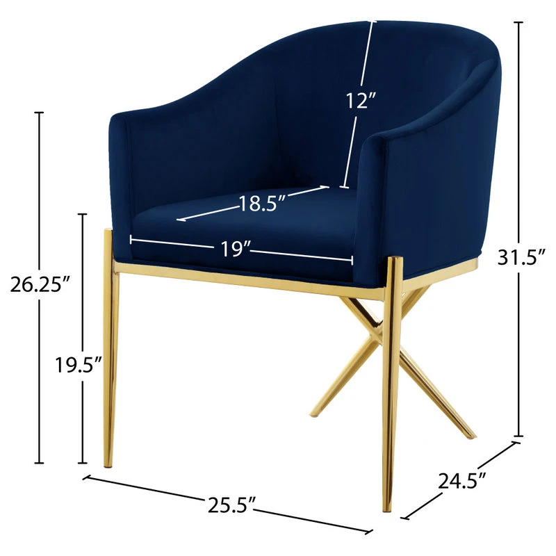 MOD The Parker Dining Chair, Velvet, Navy, Gold Legs 8 MOD The Parker Dining Chair, Velvet, Navy, Gold Legs - Image 6