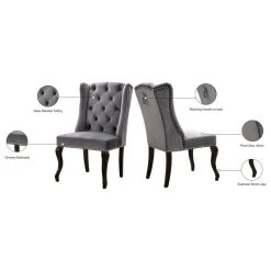 MOD The Florence Dining Chair, Gray, Velvet, Set Of 2 -abbyson shop e7d1774302740eac 0756 w800 h800 b1 p0