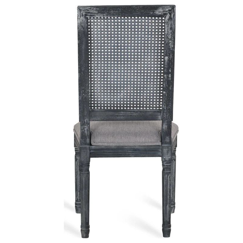 GDFStudio Brownell French Country Wood And Cane Upholstered Dining Chair, Set Of 2, Gray 11 GDFStudio Brownell French Country Wood And Cane Upholstered Dining Chair, Set Of 2, Gray - Image 9