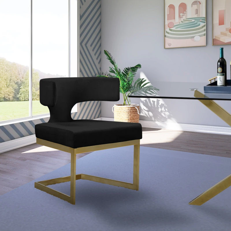 MOD The Eve Dining Chair, Black And Gold, Velvet And Metal 4 MOD The Eve Dining Chair, Black And Gold, Velvet And Metal - Image 2
