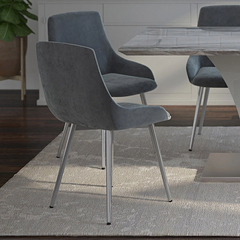 WHI Set Of 2 Upholstered Side Chair, Light Gray 5 WHI Set Of 2 Upholstered Side Chair, Light Gray - Image 3