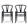Homedotdot Wood Dining Chairs With Open Y Back For Kitchen, Set Of 2, Black